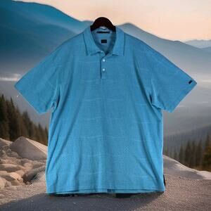 Tiger Woods Men's Golf Polo Shirt Textured Floral Short Sleeve Blue Size XXL